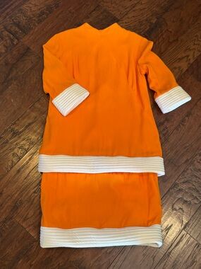 Vintage 60s Mod Orange Knit Dress| Ribbed Trim